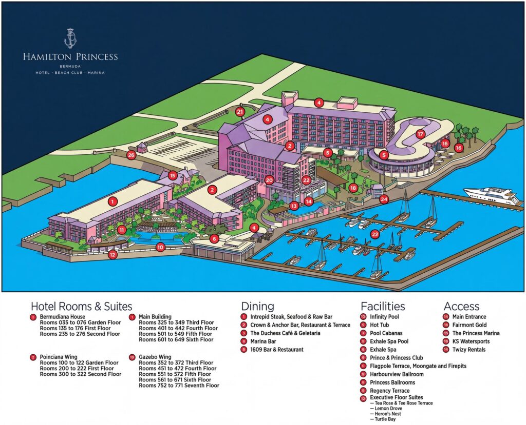 Карта отеля [Hamilton Princess Map Guide: Room Selection, Renovations & Insider Tips]