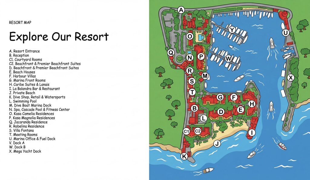 Карта отеля Harbour Village Beach Club Map Guide: Room Selection, Renovations & Insider Tips