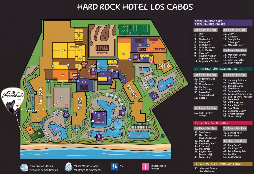 Карта отеля [Hard Rock Hotel Los Cabos Map Guide: Room Selection, Renovations & Insider Tips]