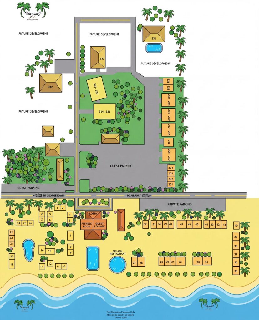 Карта отеля Hideaways Exuma Map Guide: Room Selection, Renovations & Insider Tips