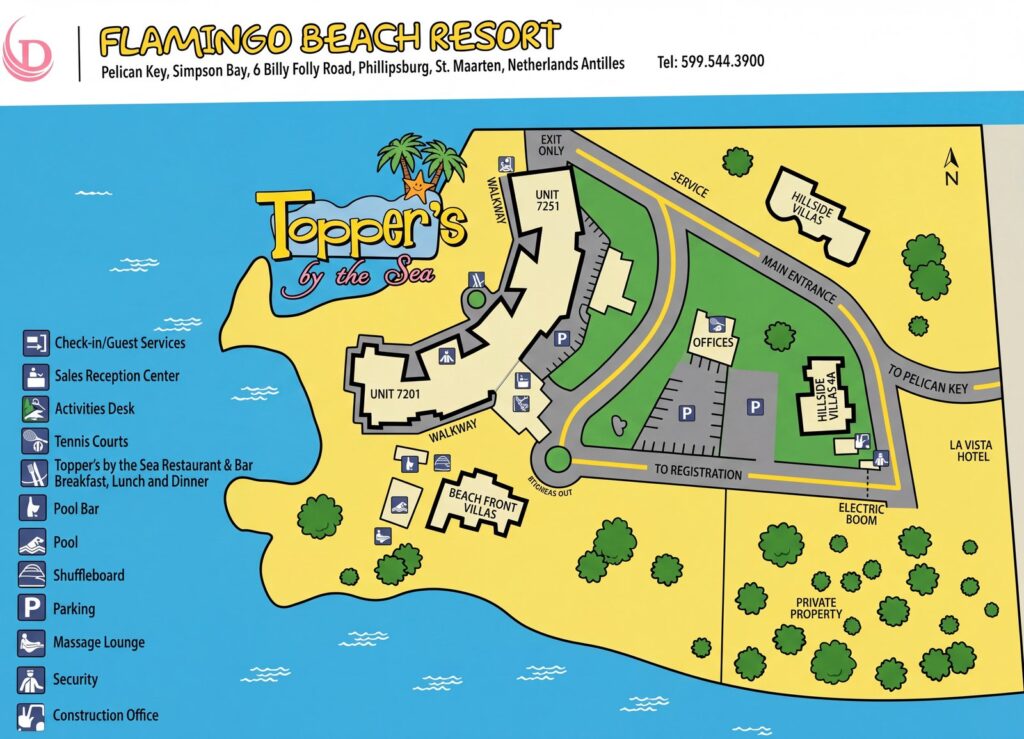 Карта отеля Hilton Vacation Club Flamingo Beach Map Guide: Room Selection, Renovations & Insider Tips