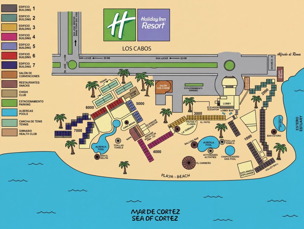 Карта отеля Holiday Inn Resort Los Cabos Map Guide: Room Selection, Renovations & Insider Tips