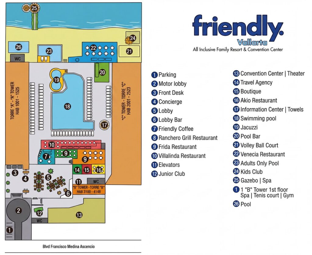 Карта отеля [Hotel Friendly Fun Puerto Vallarta Map Guide: Room Selection, Renovations & Insider Tips]