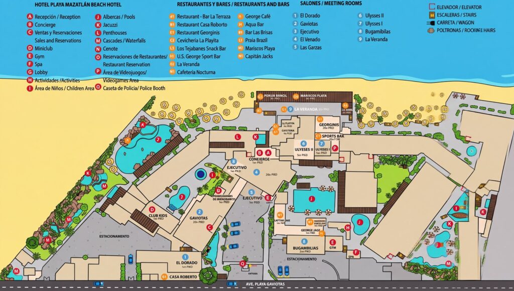 Карта отеля Hotel Playa Mazatlan Map Guide: Room Selection, Renovations & Insider Tips