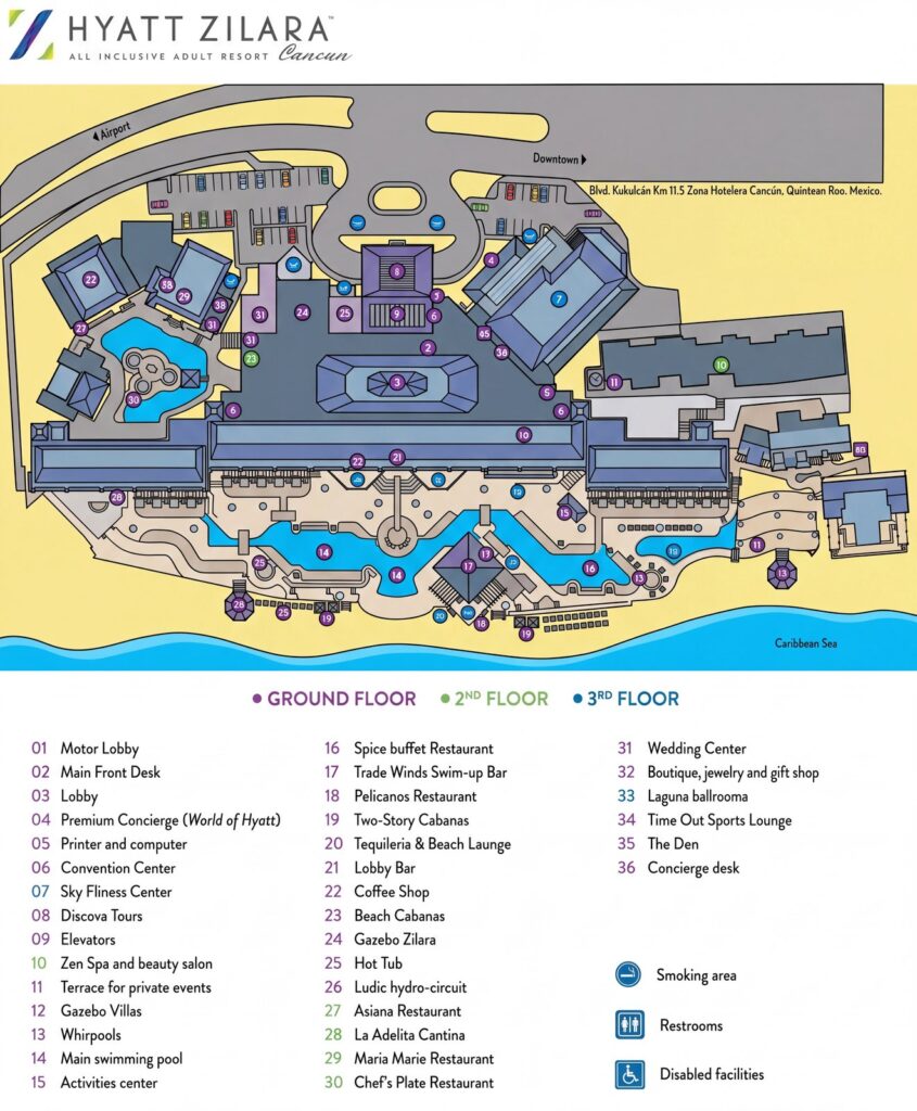 Карта отеля Hyatt Zilara Cancun Map Guide: Room Selection, Renovations & Insider Tips